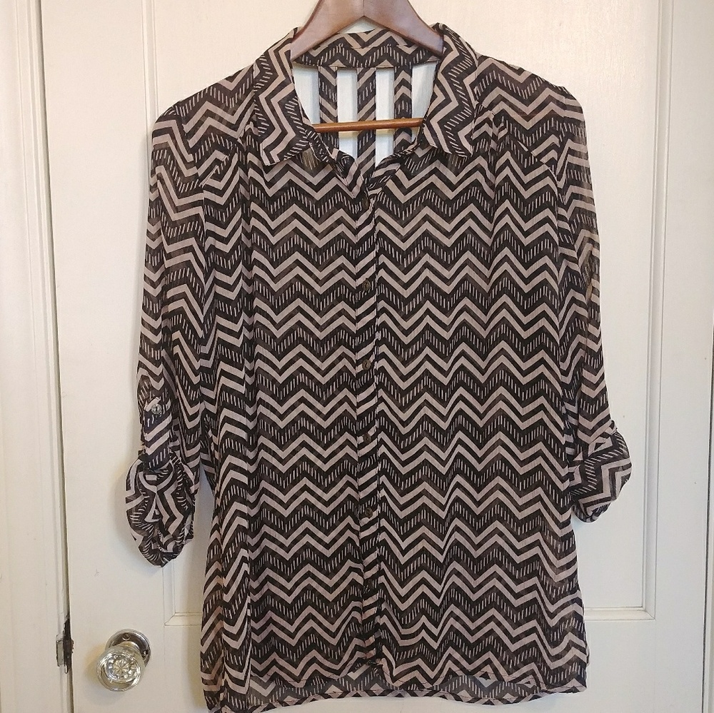 Black Chevron Blouse